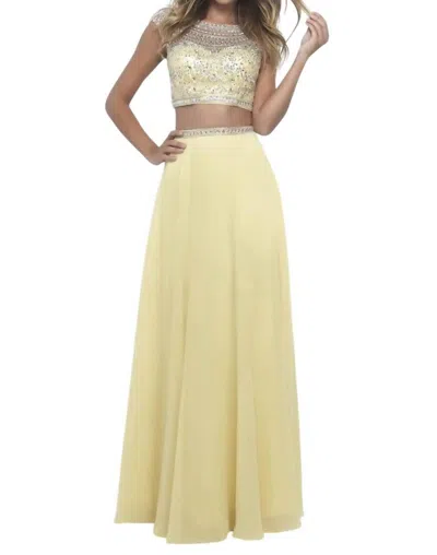Blush Prom Hand Beaded Chiffon Two Piece Gown In Yellow