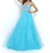 Blush Prom Lace Up Back Beaded Ball Gown In Sky In Blue