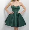 Blush Prom Satin Strapless Homecoming Dress In Emerald In Gold