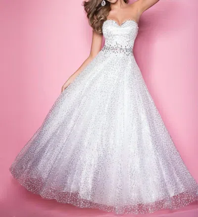Blush Prom Silver Jewels Sequin Gown In White