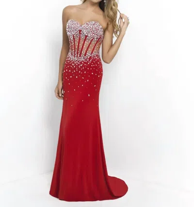 Blush Prom Stone Embellished Corset Prom Dress In Valentine In Multi