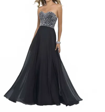 Blush Prom Strapless Empire Waist Gown In Black