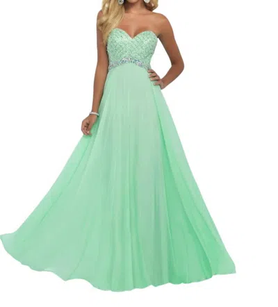 Blush Prom Strapless Gown With Ab Stones In Honeydew In Multi