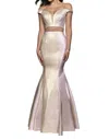 Blush Prom Two Tone Woven Shimmer Two Piece Gown In Pink Shimmer In Multi