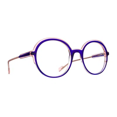 Blush Round Acetate Eyeglass Frames In Deep Blue
