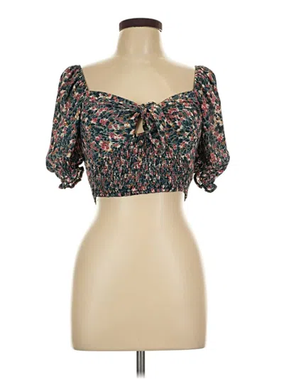 Pre-owned Blush Short Sleeve Blouse In Black