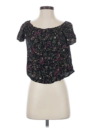 Pre-owned Blush Short Sleeve Blouse In Black