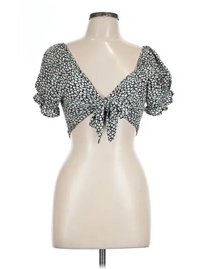 Pre-owned Blush Short Sleeve Blouse In Blue