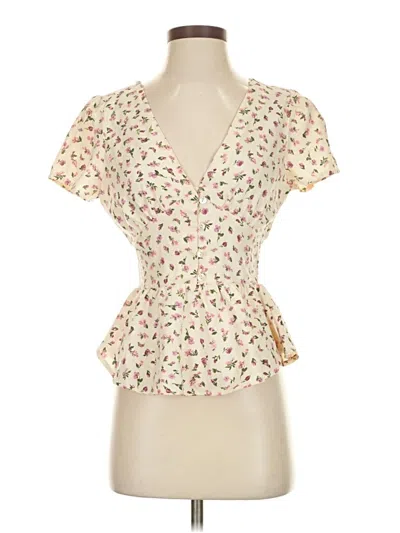 Pre-owned Blush Short Sleeve Blouse In White