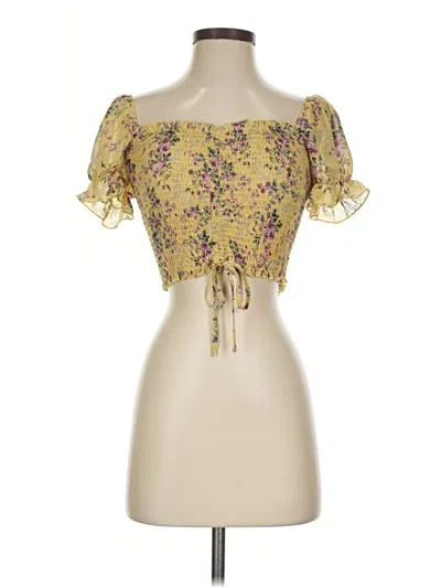 Pre-owned Blush Short Sleeve Blouse In Yellow