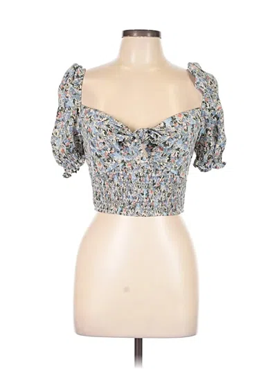 Pre-owned Blush Short Sleeve Top Blue Sweetheart Neckline Tops