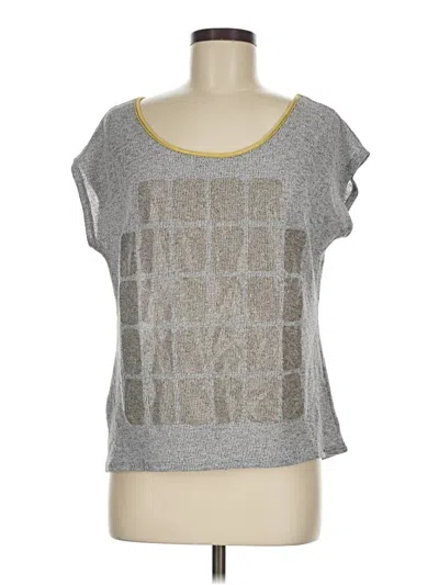 Pre-owned Blush Short Sleeve Top Gray Square Neckline Tops