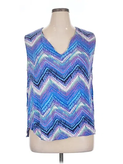 Pre-owned Blush Tank Top Blue Plunge Neckline Tops