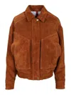 Blusotto Daniela Oversized Suede Bomber Jackets Brown In Brown