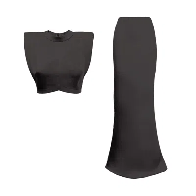 Bluzat Black Bkack Set With Top And Maxi Skirt