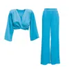 Bluzat Blue Bleu Set With Top And Midi Skirt In Blue