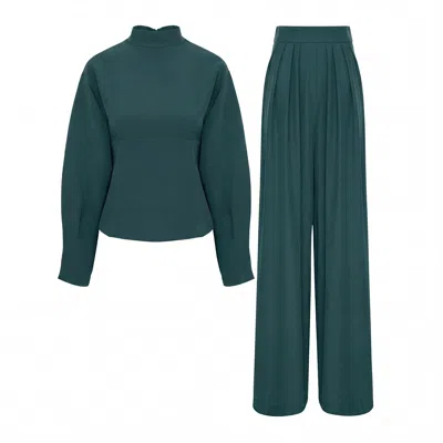 Bluzat Dark-green Minimalist Elegant Set