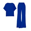 Bluzat Electric Blue Set With Blouse And Flared Trousers In Blue