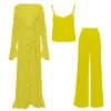 Bluzat Green Lime Set With Ruffled Kaftan In Green