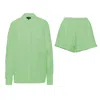 Bluzat Green Matching Set With Shirt And Shorts In Green