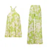 Bluzat Green Matching Set With Top And Wide Leg Trousers In Green