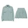 Bluzat Green Mint Matching Set With Blouse And Skirt In Green