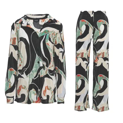 Bluzat Green Set With Blouse And Straight Trousers