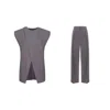 Bluzat Grey Set With Vest And Pleated Trousers In Gray