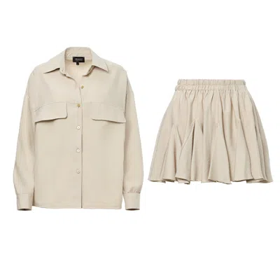 Bluzat Neutrals Beige Matching Set With Blouse And Skirt