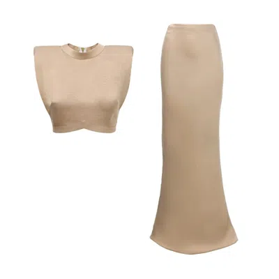 Bluzat Neutrals Beige Set With Top And Maxi Skirt