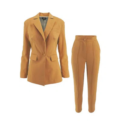 Bluzat Neutrals Camel Slim Fit Suit In Beige