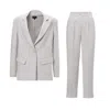 Bluzat Neutrals Ivoire Suit With Regular Blazer And Cropped Trousers