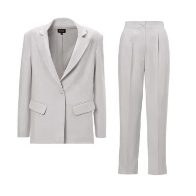 Bluzat Neutrals Ivoire Suit With Regular Blazer And Cropped Trousers In Gray