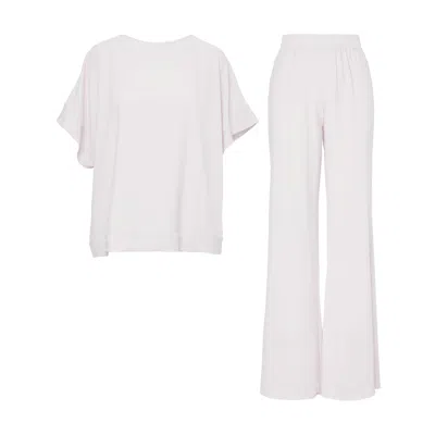 Bluzat Neutrals Ivory Set With Blouse And Flared Trousers In White