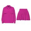 Bluzat Pink / Purple Fuchsia Matching Set With Blouse And Skirt In Pink/purple