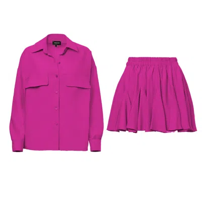 Bluzat Pink / Purple Fuchsia Matching Set With Blouse And Skirt In Pink/purple