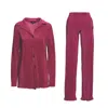 Bluzat Pink / Purple Fuchsia Set With Blouse And Straight Trousers In Pink/purple