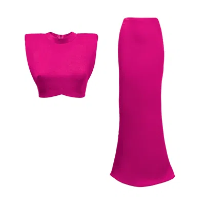 Bluzat Pink / Purple Fuchsia Set With Top And Maxi Skirt In Pink/purple