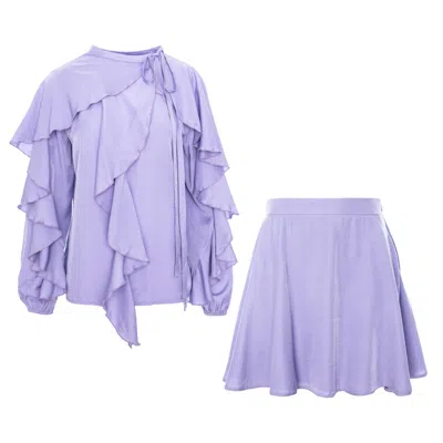 Bluzat Purple Lavender Dreams Wrap Dress With Cascade Ruffles