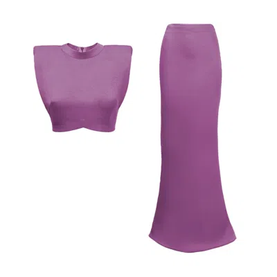 Bluzat Pink / Purple Purple Set With Top And Maxi Skirt In Pink/purple
