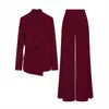 Bluzat Red Set With Wrap Blazer And Flared Trousers In Red