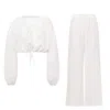 Bluzat White Matching Set With Blouse With Bows And Pants In White
