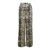 Bluzat Women's Brown Leopard Wide Leg Trousers