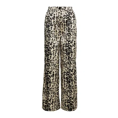 Bluzat Women's Brown Leopard Wide Leg Trousers