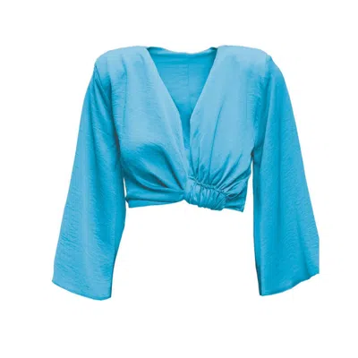 Bluzat Women's Baby Blue Blouse With Flared Sleeves