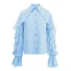 Bluzat Women's Baby Blue Ruffled Shirt