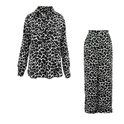 Bluzat Women's Black Abstract Print Set