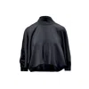 BLUZAT WOMEN'S BLACK ASYMMETRICAL  BLOUSE WITH COLLAR AND BUTTONS