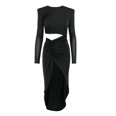 Bluzat Women's Black Asymmetrical Dress With Cut-out Effect