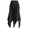 BLUZAT WOMEN'S BLACK ASYMMETRICAL PLEATED SKIRT
